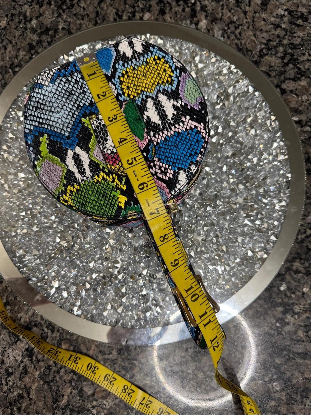 Multicolor Python-Print Round Wristlet mini Bag EUC - Picture 11 of 15